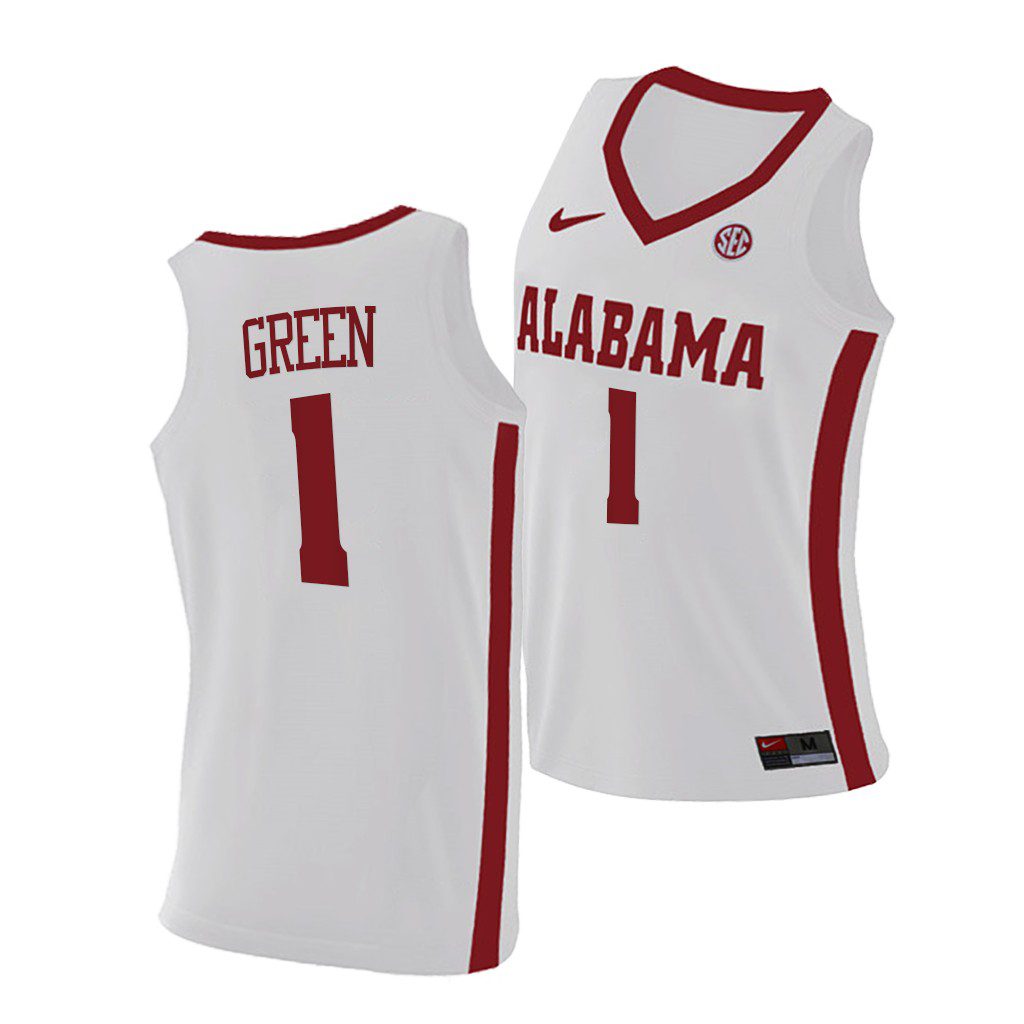 Men's Alabama Crimson Tide JaMychal Green #1 Replica White NCAA College Basketball Jersey